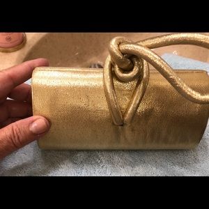 Gold Lame silk handbag. Great condition.